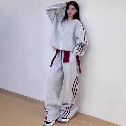 Womens Thickened AutumnWinter Hoodie And Casual Two-Piece Sports Set See size chart under “more details”